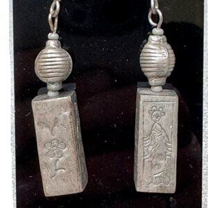 Antique Chinese Silver Bells c1800 Earrings Sterling Silver Hooks Oriental Asian